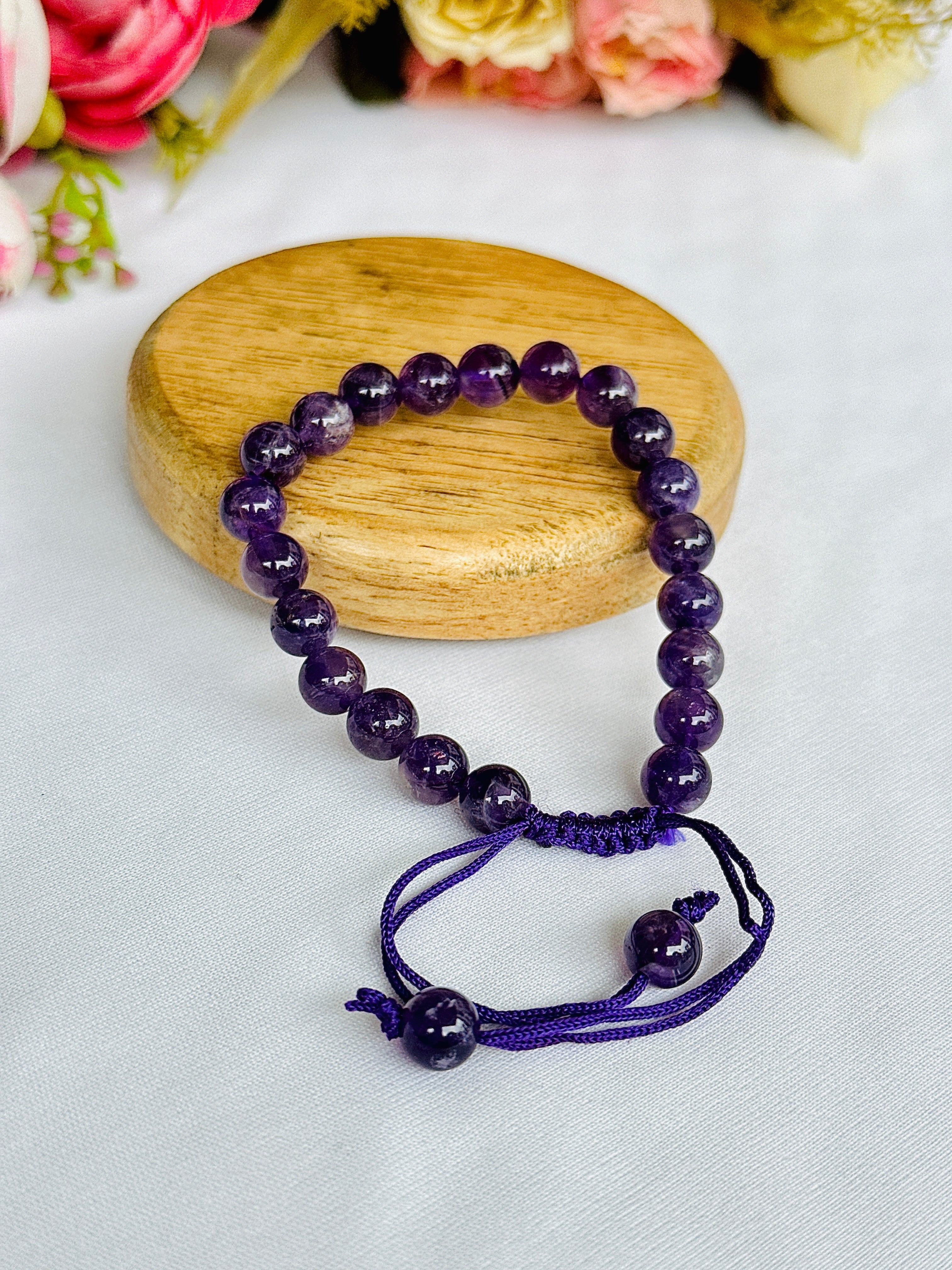 Attract Luck, Enhance Intuition, Improve Health & Skin: Amethyst Thread Bracelet - Abhimantrit & Certified